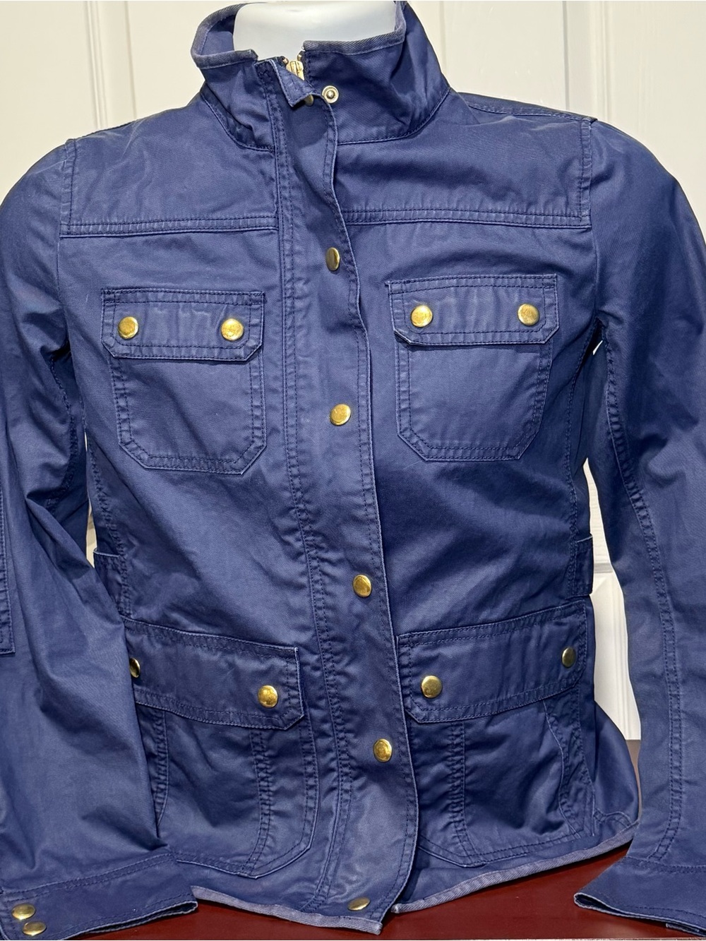 J. Crew Women’s Navy Utility Jacket with Gold-Tone Snaps